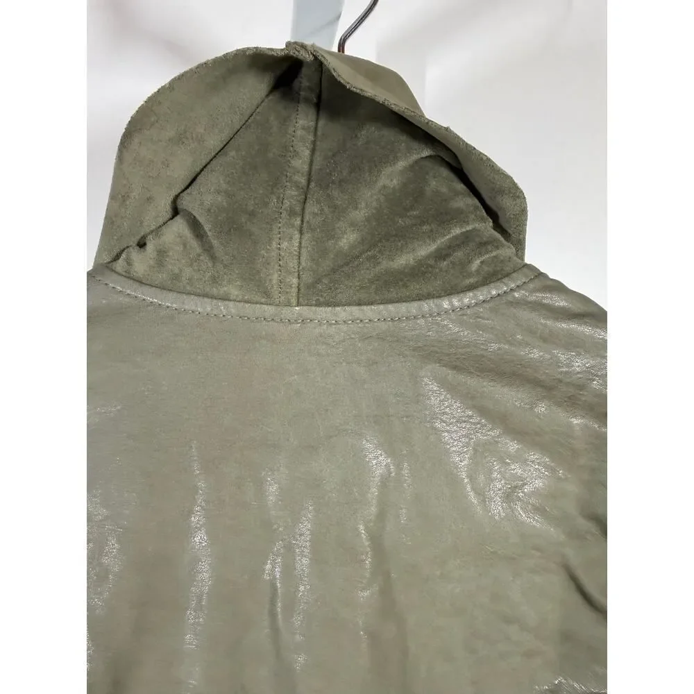 BLANK NYC Women's Faux Suede/Leather Asymmetrical Zip Front Jacket Green Size XS